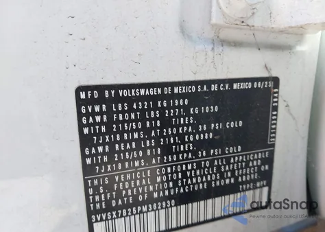 2023 Volkswagen Taos 1.5T Se from USA, damaged, VIN 3VVSX7B25PM362930